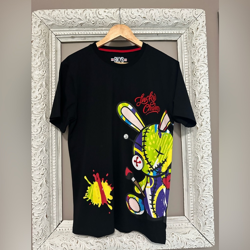 BKYS Lucky Charm Bunny embroidered wrap around puff print T-shirt. Size M. ❣️